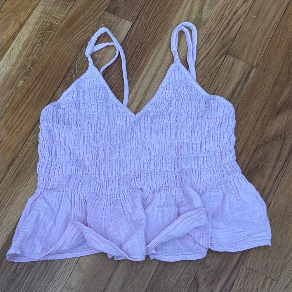 Ocean Drive Pink Smocked Peplum Camisole